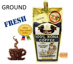 FRESH – Mulvadi 100% KONA COFFEE – GROUND – 7oz Medium Dark Roast Hawaii