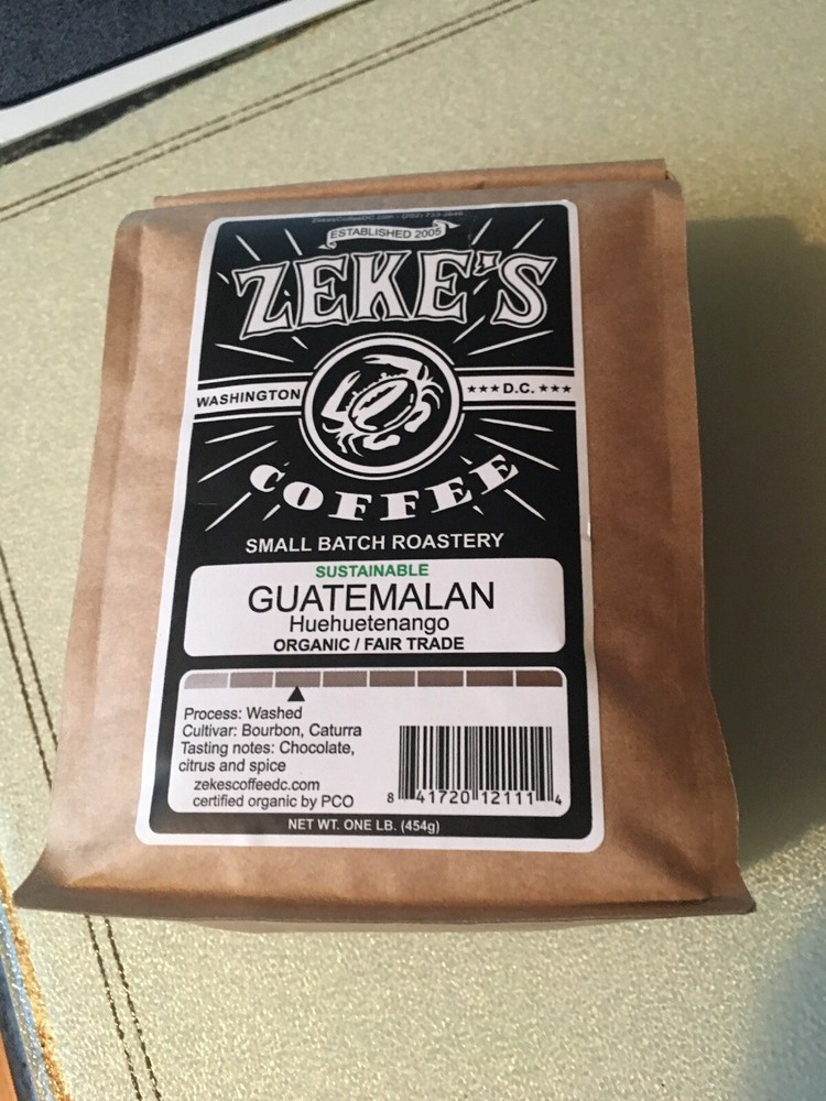 Zeke’s Coffee Beans 1 Lb . Guatemalan. Sealed And New.