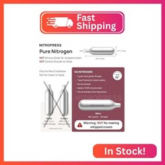 NitroPress Pure N₂ Nitrogen Cartridges – (NOT FOR WHIPPED CREAM) 10 Pack Food-Gr