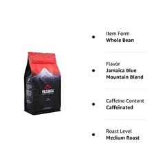 Jamaica Blue Mountain Coffee Blend, Whole Bean, Fresh 16 Ounce (Pack of 1)