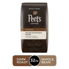 2 Packs Peet’s Coffee Major Dickason’s Blend Deep Roast, Whole Bean, 32 oz. each