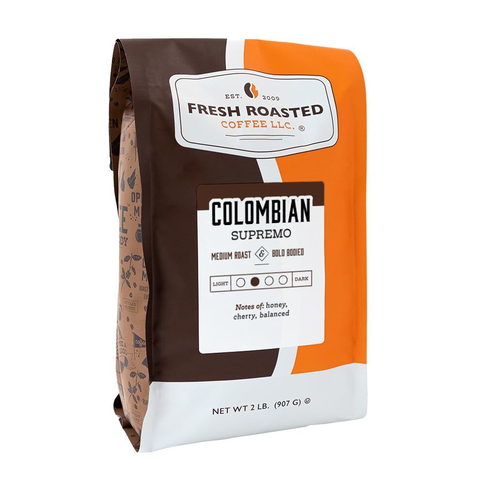 ,100% Colombian Supremo, 2 lb (32 oz), Medium Roast, Kosher, Ground