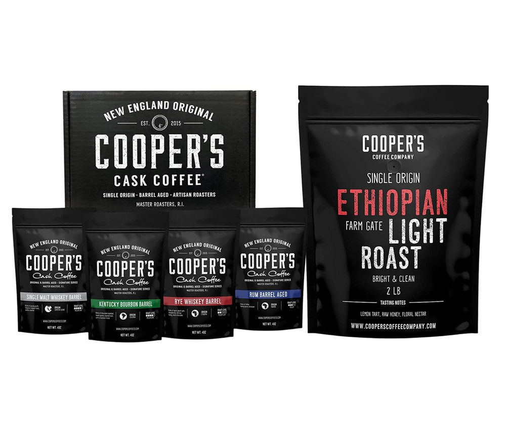 Ethiopian Bold Light Roast & Bourbon Barrel Aged Coffee 2Lb Whole Bean Set