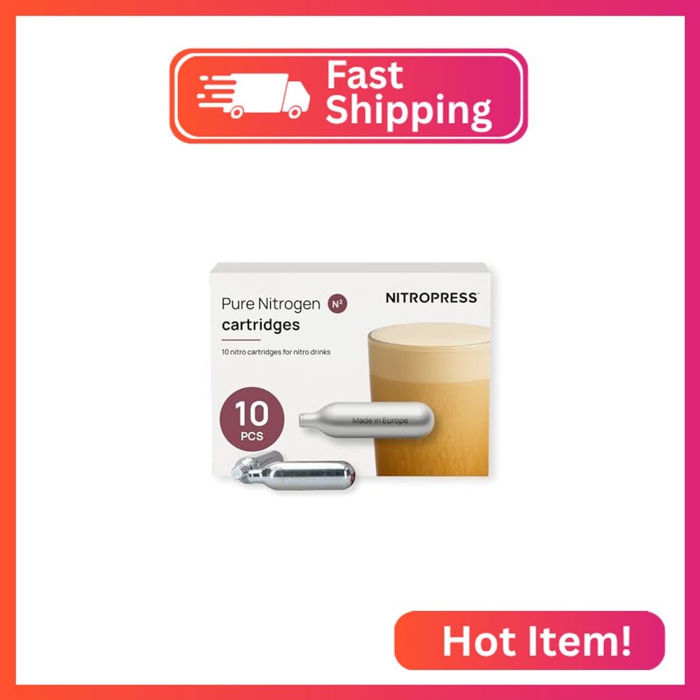 NitroPress Pure N₂ Nitrogen Cartridges – (NOT FOR WHIPPED CREAM) 10 Pack Food-Gr