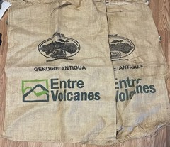 2 Guatemala Burlap Coffee Sacks Lot – Entre Volcanes & CAFCOM Jute Bags 69kg