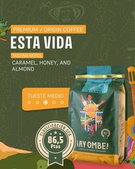 Ay Ombe Coffee SCA 86PTS Colombian Arabica whole bean and ground, medium roast