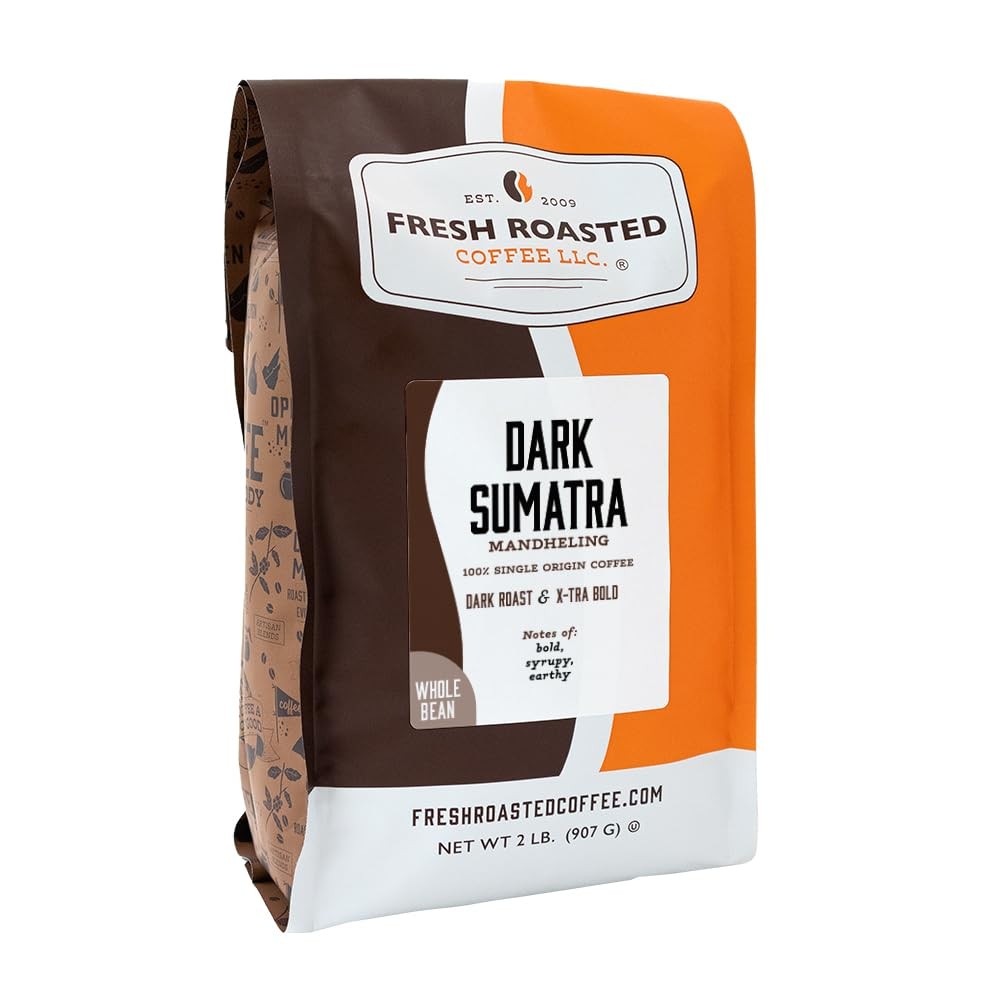 Fresh Roasted Coffee, Dark Sumatra Mandheling, 2 lb (32 oz), Dark Roast, Kosher,