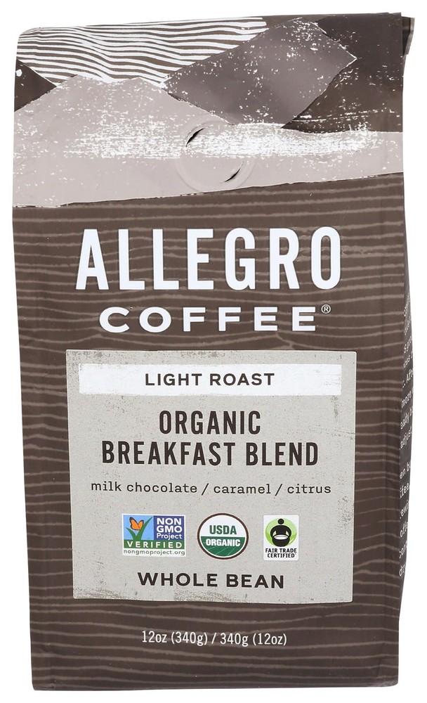 Allegro Coffee Organic Breakfast Blend Whole Bean 12 Ounce (Pack of 1)