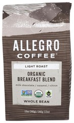 Allegro Coffee Organic Breakfast Blend Whole Bean 12 Ounce (Pack of 1)