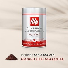 Illy Classico Ground Espresso Coffee, Medium Roast, Classic Roast With Notes