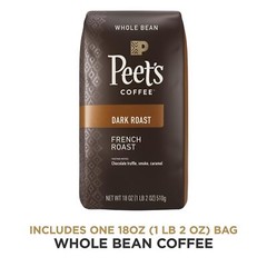 Peet’s French Roast Dark Roast Whole Bean Coffee 18 Ounce Bold and Smoky