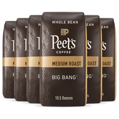 Peets Big Bang Medium Roast Coffee Pack of 6 Whole Bean 10.5 Ounce Bags