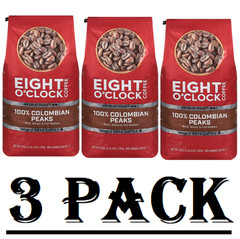 3 pack Eight O’Clock Medium Roast Whole Bean Coffee, 100% Colombian Peaks 38 oz.