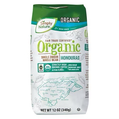 Simply Nature Organic Fairtrade Whole Bean Medium Roast Coffee Honduras 12 oz