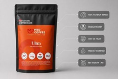 Rich Arabica coffee beans; package weight: 1 kilogram
