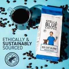 Whole Bean Coffee Big Cat Blend Medium Roast Caramel Hazelnut Fruity Notes 100%