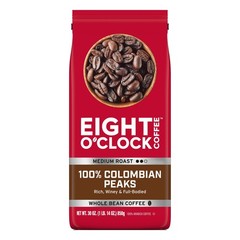 4 pack Eight O’Clock Coffee Medium Roast Whole Bean 100% Colombian Peaks 30 oz
