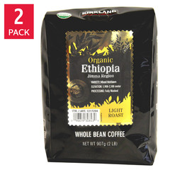 Kirkland Signature Organic Ethiopian Whole Bean Coffee – 2 lbs Fresh Roast