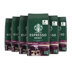 Starbucks Espresso Roast Whole Bean Coffee 12oz Pack of 6 Dark Roast Bags