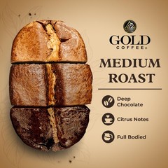 Gold Coffee Co. Blue Mountain Premium Blend Medium Roast, Whole Bean 100% Ar…