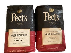 2pk Peet’s Major Dickason’s Blend Dark Roast Whole Bean Coffee 2lbs Bag By 12/26