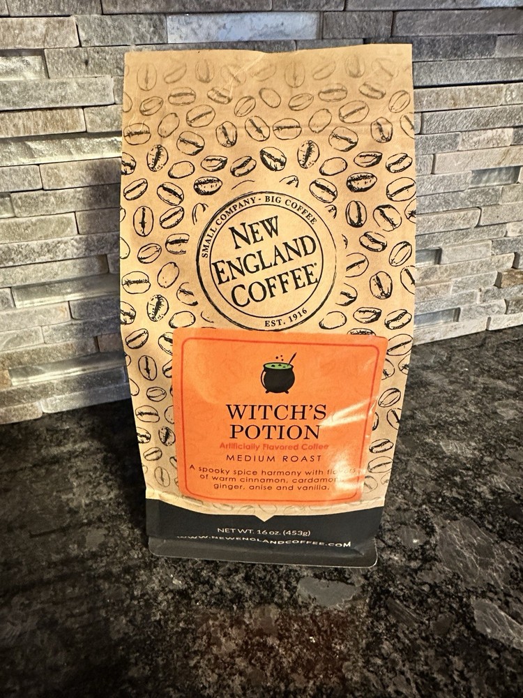 NEW ENGLAND COFFEE WITCH’S POTION Whole Bean COFFEE 16 OZ Flavor Blend Medium
