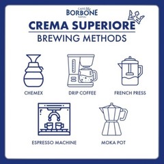 AiWaWa CA, (2 BAGS), Caffè Borbone Crema Superiore Whole Coffee Beans 1kg/2.2 Lb