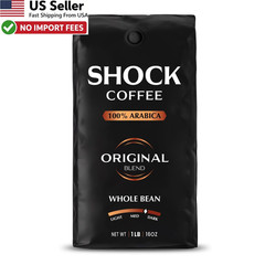 Shock Coffee Whole Bean High Caffeine All-Natural Strong Roast 1 Pound Bag USA