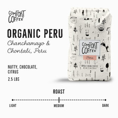 Organic Peru Medium Roast, 2.5 Pounds – Flavor Notes of Nutty, Chocolate, & Citr