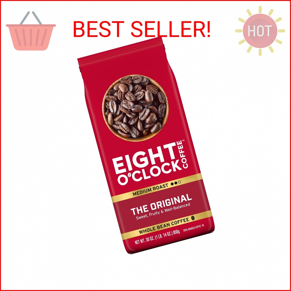 Eight O’Clock Coffee The Original, Medium Roast Whole Bean Coffee, Sweet, Fruity