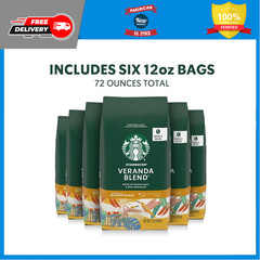 Starbucks Whole Bean Blonde Roast Coffee, Veranda Blenda, 100% Arabica, 6 bags