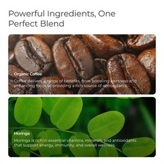 Organic Whole Bean Coffee with Moringa – Medium Roast, Vegan, Gluten-Free, 12 oz