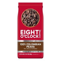 Eight O’Clock Coffee Medium Roast Whole Bean 100% Colombian Peaks Coffee 30 oz