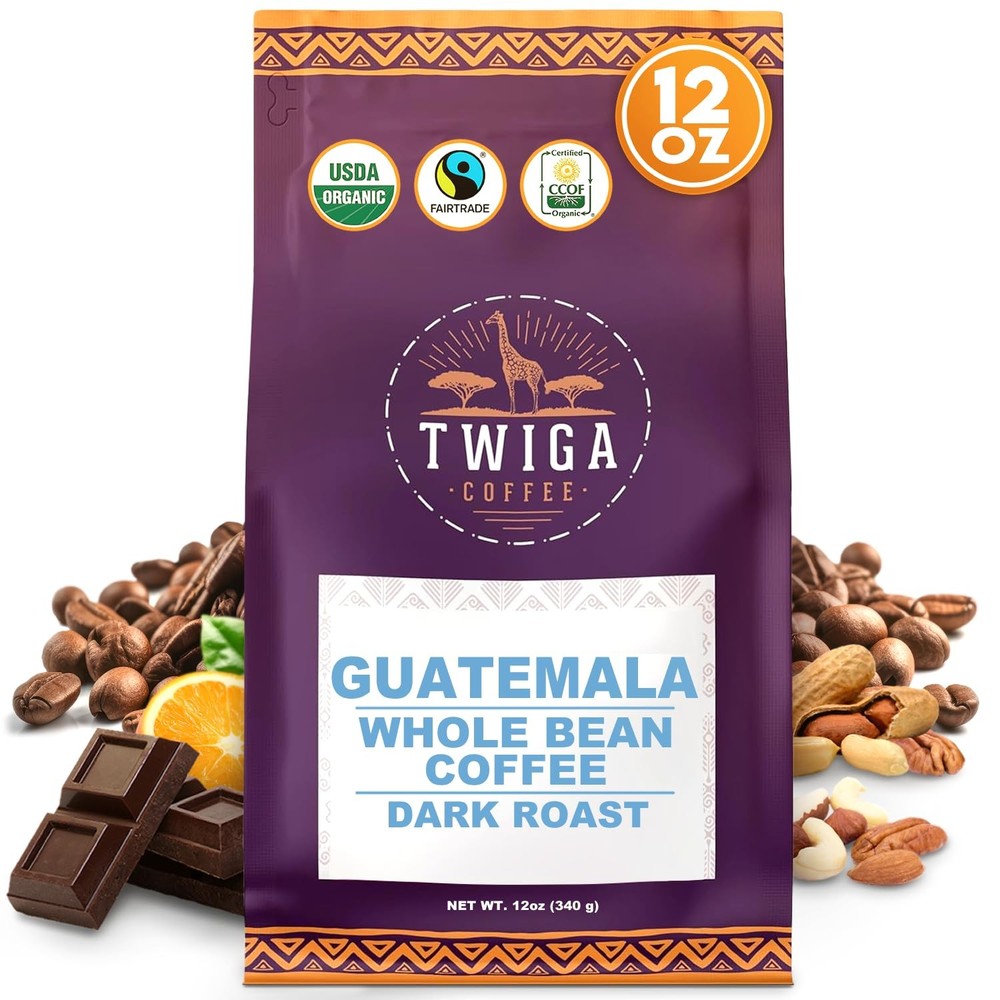 Guatemalan Premium Dark Roast Arabica Single Origin Whole Bean Coffee 12 Oz