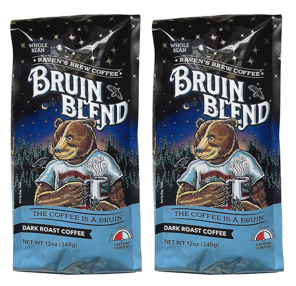 Ravens Brew Whole Bean Bruin Blend, 12-Ounce Bags Pack of 2