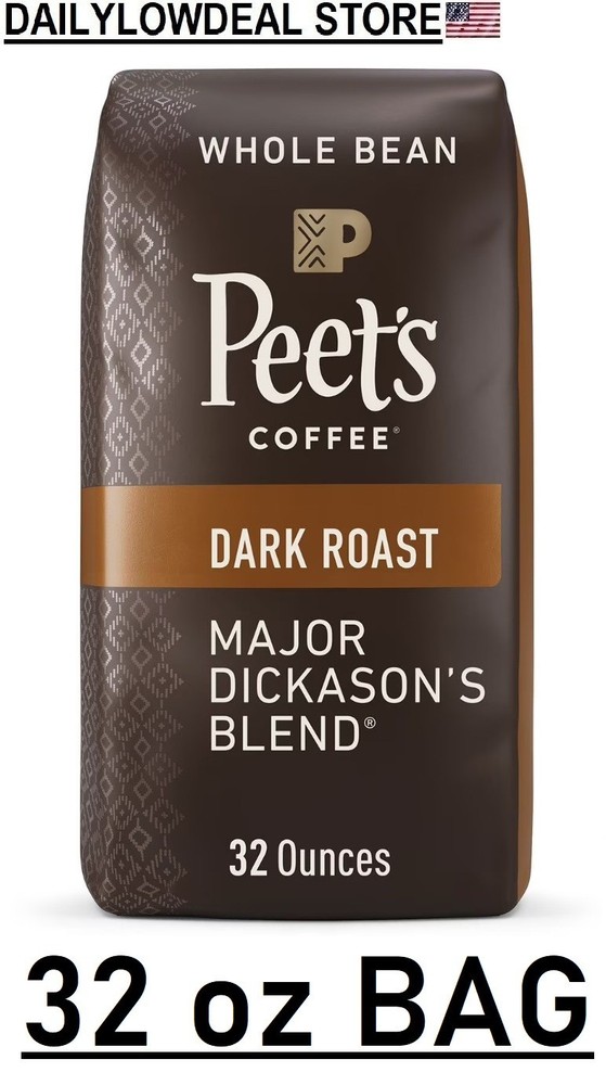 Peet’s Coffee Major Dickason’s Blend, Dark Roast Whole Bean Coffee, 32 oz Bag