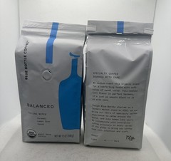 2 Pack Blue Bottle Balanced Organic Medium Roast Whole Bean Coffee 12oz Bags New