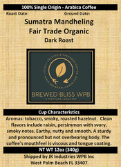 Roasted on Demand Coffee: Sumatra Mandheling Fair Trade Organic