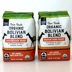 2 Packs Trader Joe’s Organic Fair Trade Bolivian Blend Bean Coffee 12 oz Each