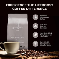 Medium Roast Swiss Water Decaf Whole Bean Coffee – Low Acid Organic Decaf Cof…