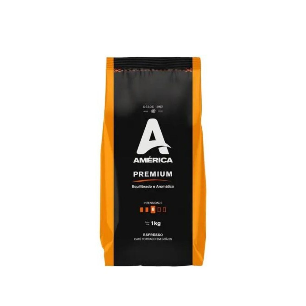 Brazilian América Premium Espresso Toasted Coffee in Grains 1Kg / 35.27 fl oz