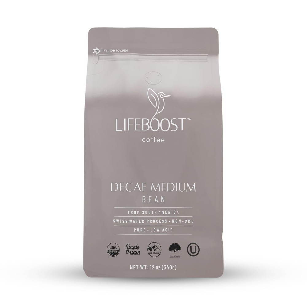 Medium Roast Swiss Water Decaf Whole Bean Coffee – Low Acid Organic Decaf Cof…