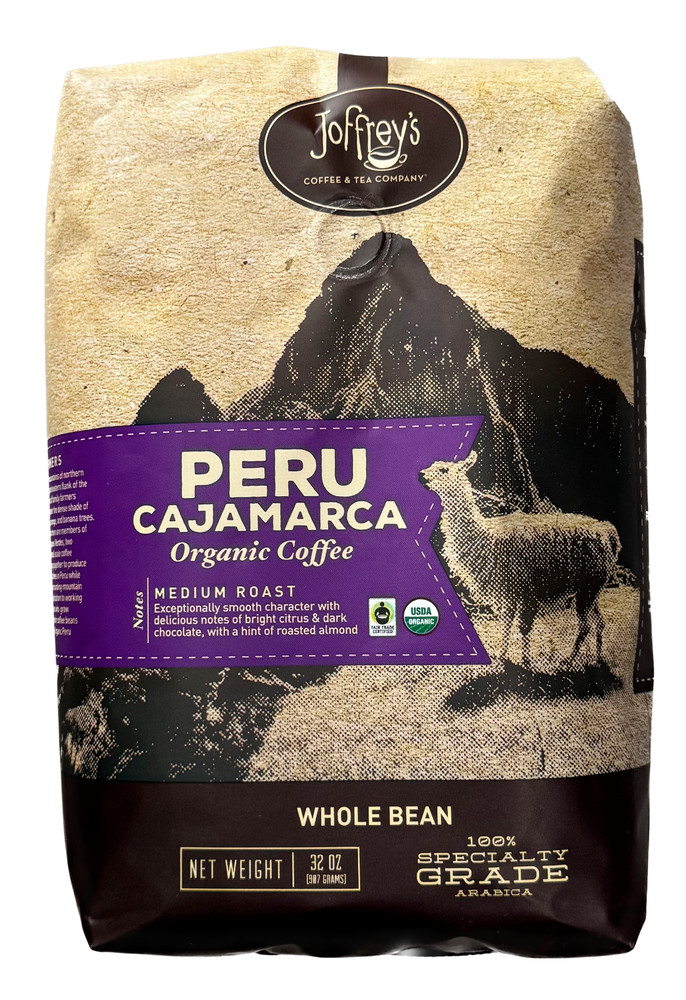 32oz Joffrey’s Peru Cajamarca Organic Medium Roast Whole Bean Coffee 32oz 2lb