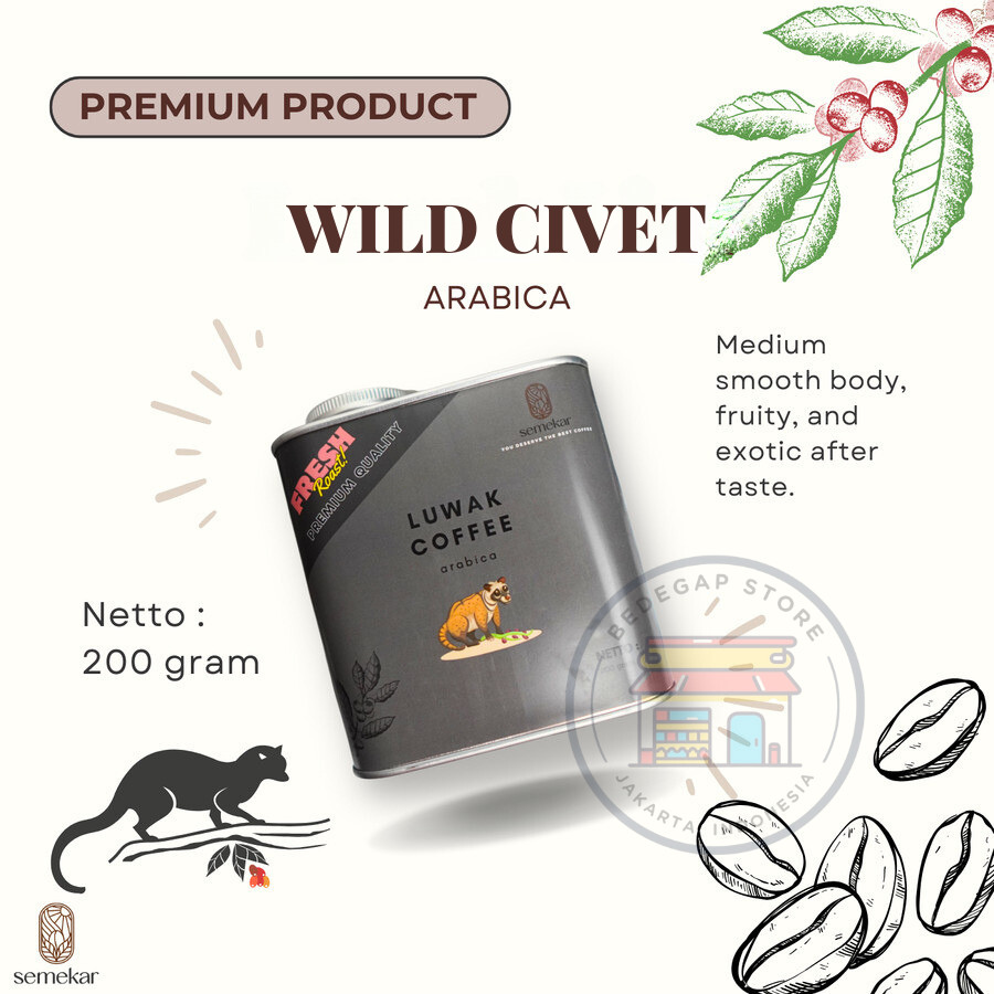 Premium Luwak Coffee 100% Wild Civet Coffee Roasted Christmas Holiday Gift 7 Oz