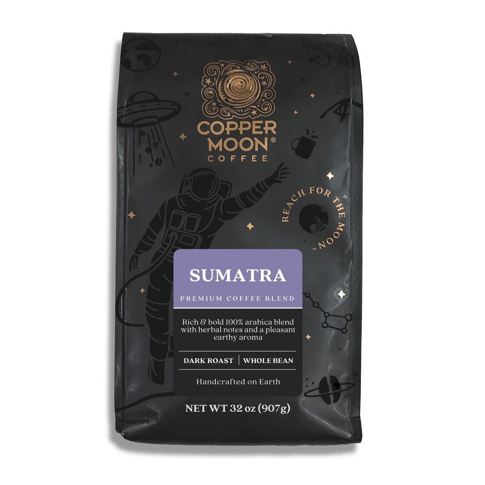 Copper Moon Sumatra Whole Bean Coffee 32 Ounce Bold Flavor Dark Roast