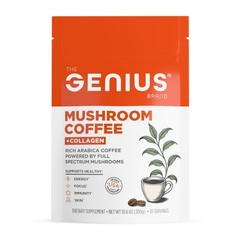 The Genius Brand Organic Mushroom Coffee + Collagen – 10.6 Ounce (Pack of 1)