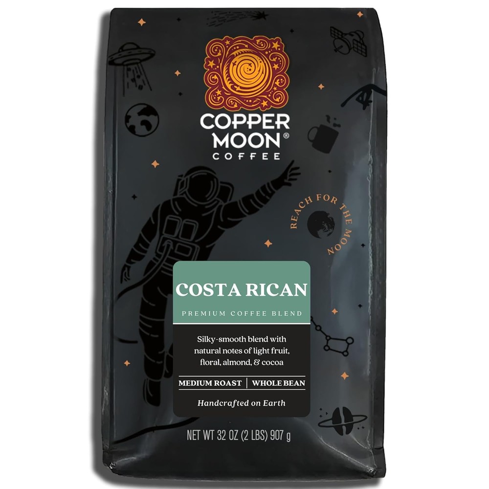 Copper Moon Medium Roast Whole Bean Coffee, Costa Rican 32 Ounce (Pack of 1)