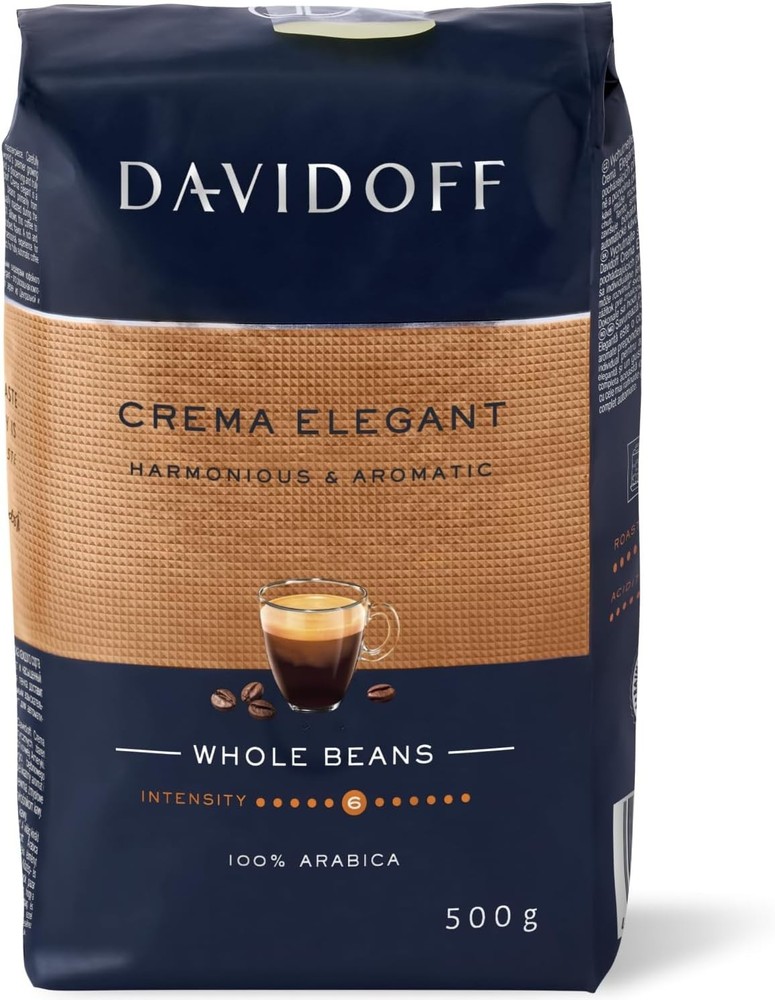 New DAVIDOFF Crema Elegant Whole Beans- 6/12 Intensity – 500 g | Free Shipping