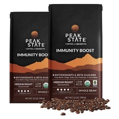 Peak State Immunity Boost Medium Roast – Organic Mushroom Coffee, Low Acid S…