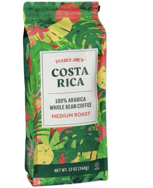 2 X Trader Joe’s Costa Rica 100% Arabica Whole Bean Coffee Medium Roast 12 Oz Ea